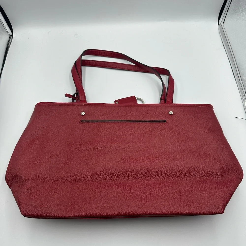 Dana Buchman Burgundy Floral Tote Purse Handbag Key Ring Pockets Feminine NWOT - Picture 6 of 12